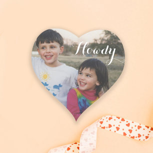 Cœur Sticker photo personnalisé Texas Howdy