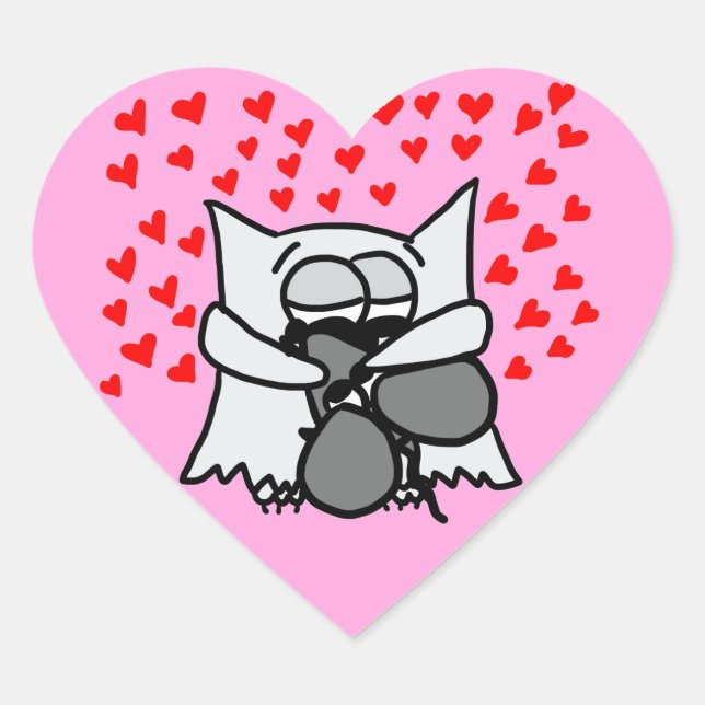 Cœur Sticker pour accrochage de hibou et souris (Devant)