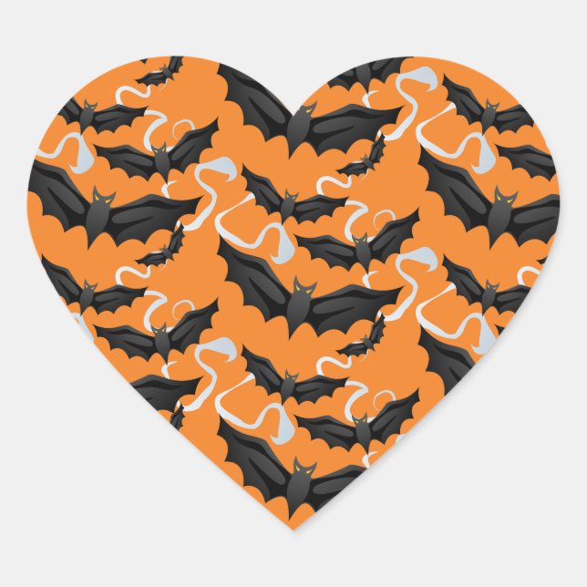 Cœur Sticker pour chauve-souris d'Halloween (Devant)