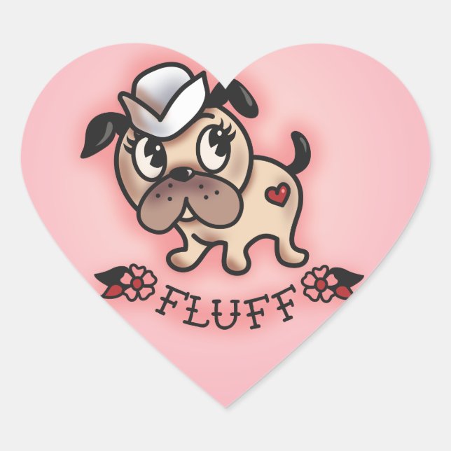 Cœur Sticker pour chien de mer Fluff Monty (Devant)
