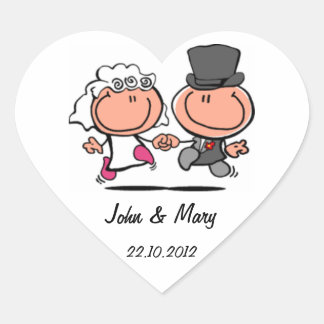 Cœur Sticker pour couple de mariages mariés