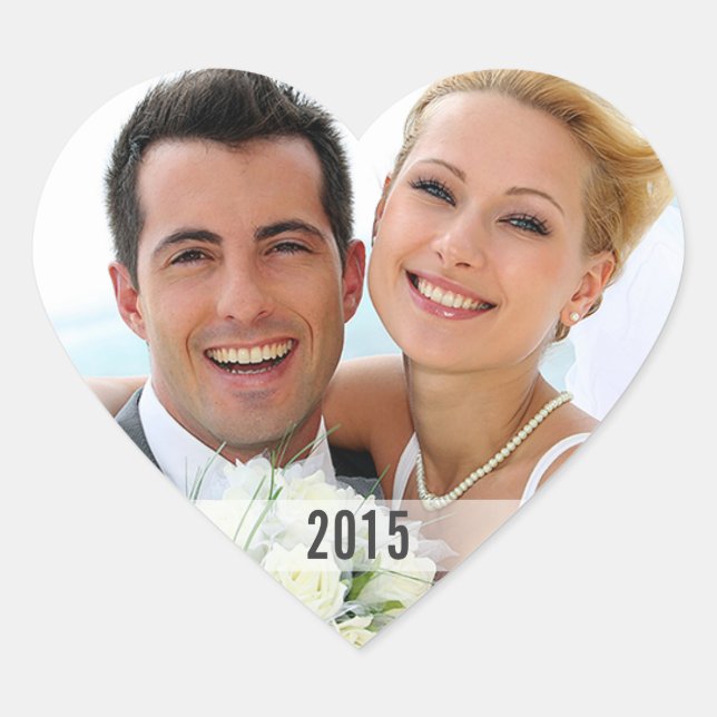 Cœur Sticker pour enveloppes photo Coeur avec année (Devant)