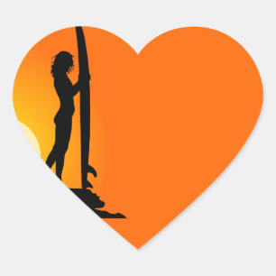 Cœur Sticker pour fille de surfer