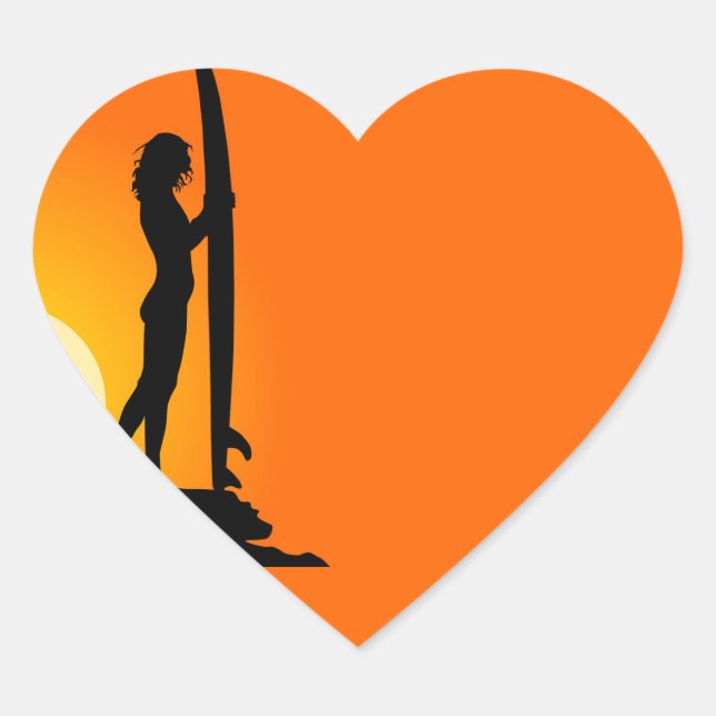 Cœur Sticker pour fille de surfer (Devant)