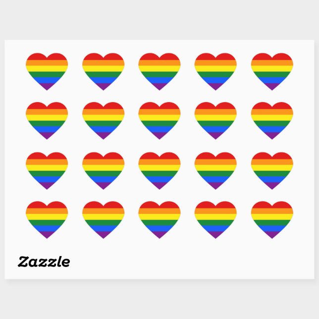Cœur Sticker pour la fierté arc-en-ciel (Feuille)