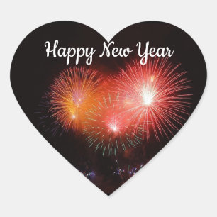 Cœur Sticker pour le Nouvel An Fireworks