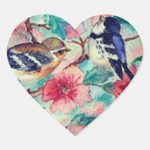 Cœur Sticker pour oiseaux de printemps