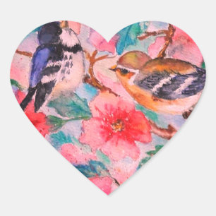 Cœur Sticker pour oiseaux de printemps Petits flèches