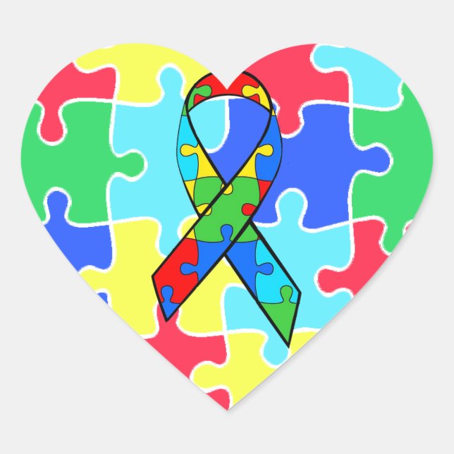 Cœur Sticker pour pièces de puzzle de coeur de l'autism (Devant)