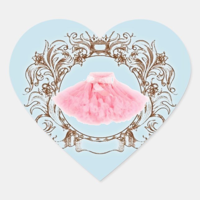 Cœur Sticker Princess Pink tutu Blue Anniversaire (Devant)