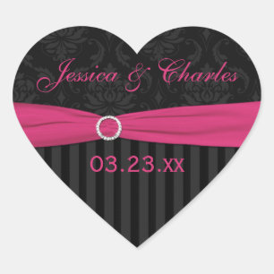 Cœur Sticker Privilège rose Grey Mariage damassé