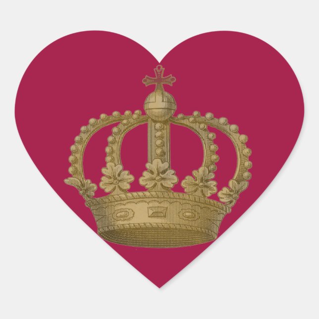 Cœur Sticker Red Heart Gold Crown (Devant)