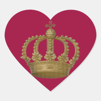 Cœur Sticker Red Heart Gold Crown