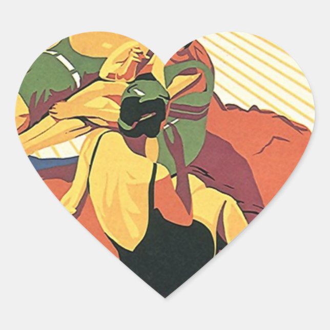 Cœur Sticker Retro Beach Vacances sur la promenade (Devant)