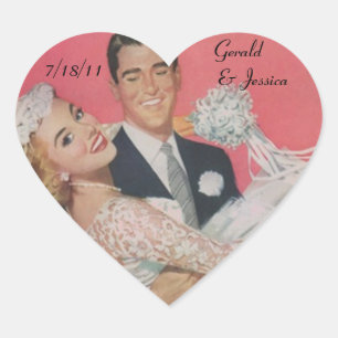 Cœur Sticker Retro Couple Mariage Mariage Coeur Date