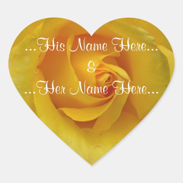 Cœur Sticker rose jaune Sticker Rose romantique Sticker (Devant)