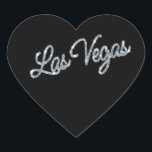 Cœur Sticker Silver Las Vegas<br><div class="desc">Cet autocollant de Las Vegas est accentué avec le type argent brillant sur un arrière - plan noir. Il fait partie de la collection Mariage Silver Las Vegas Sparkles,  et est parfait comme une enveloppe scellée ou une décoration de faveur.</div>
