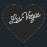 Cœur Sticker Silver Las Vegas<br><div class="desc">Cet autocollant de Las Vegas est accentué avec le type argent brillant sur un arrière - plan noir. Il fait partie de la collection Mariage Silver Las Vegas Sparkles,  et est parfait comme une enveloppe scellée ou une décoration de faveur.</div>