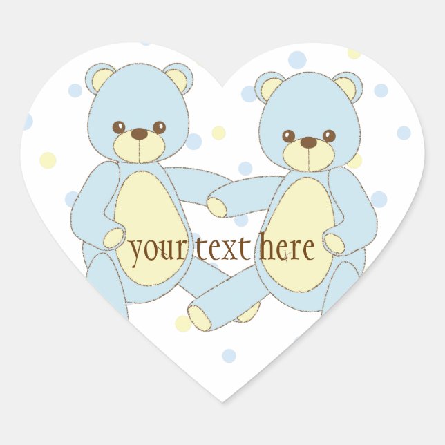 Cœur Sticker Teddy Bear Twins (Devant)