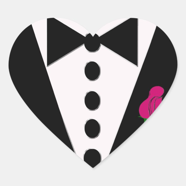 Cœur Sticker Tuxedo Vous Choisissez La Couleur Rose (Devant)
