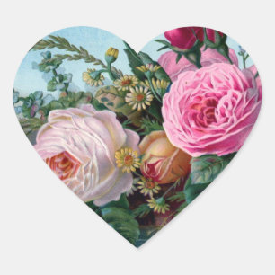 Cœur Sticker vintage Floral Heart