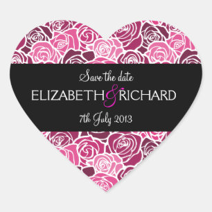 Cœur Sticker vintage rose roses 'Save the Date'