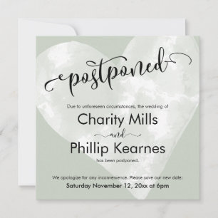 Coeur sur Sage Green Mariage reporté Faire-part