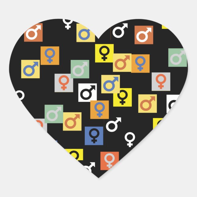 Cœur Symboles masculins et féminins Sticker (Devant)