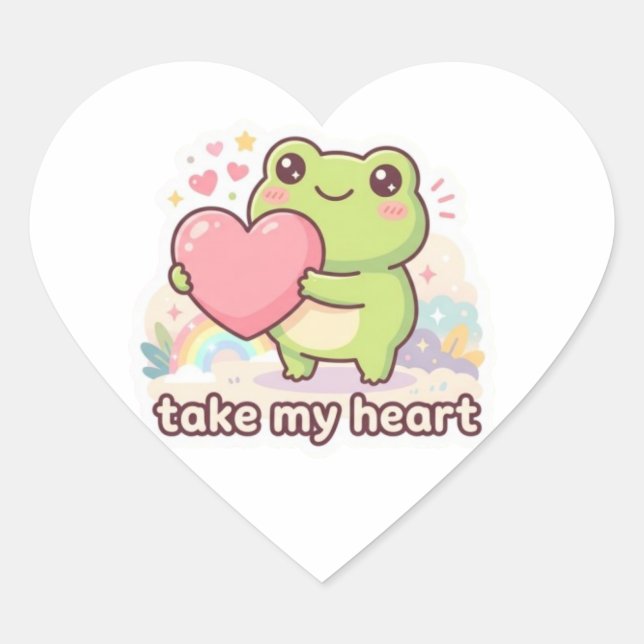 Cœur Take My Heart Frog Sticker Cute Frog Giving Heart  (Devant)