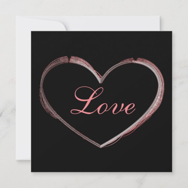Cœur Tendance Gris Calligraphie Amour Mariage (Devant)