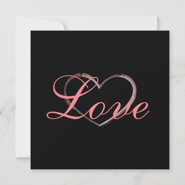 Cœur Tendance Gris Calligraphie Amour Mariage (Devant)