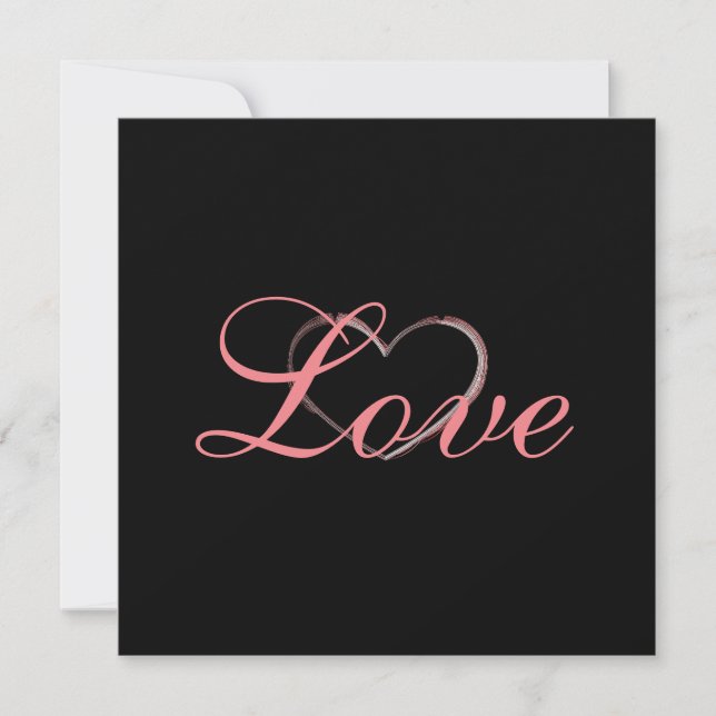 Cœur Tendance Gris Calligraphie Amour Mariage (Devant)