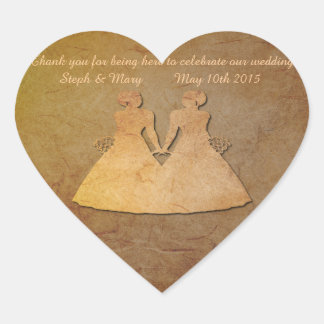 Cœur Texture vintage Lesbian Mariage Coeur Sticker