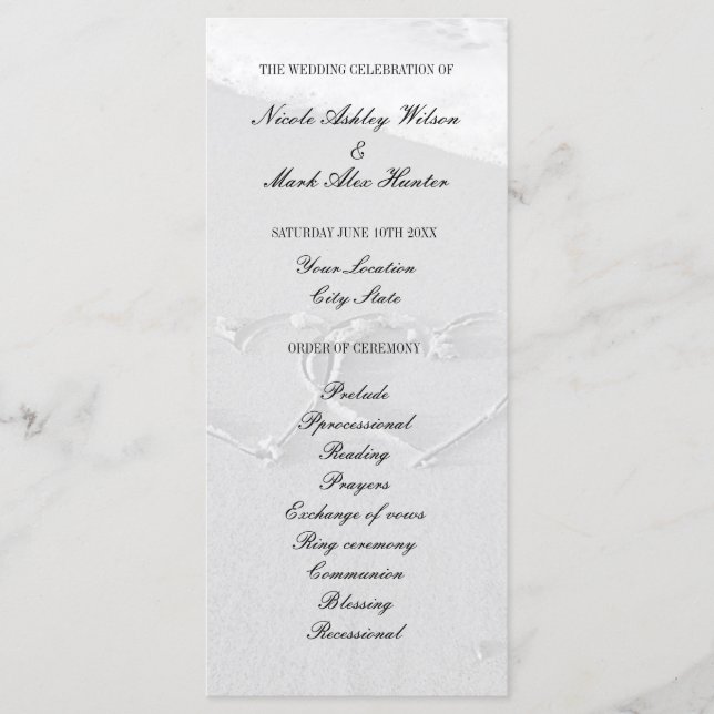 Coeur tiré dans le programme de cérémonie de maria (Devant)