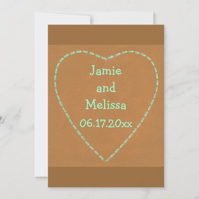 Coeur Turquoise sur Terra Cotta Invitations de mar (Devant)