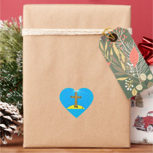 Cœur Une Croix Pour Porter Un Sticker Coeur