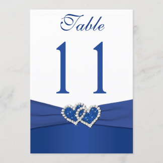 Cœur Uni Royal Bleu et Blanc Numéro de Table