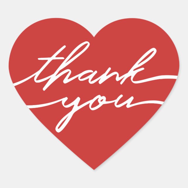 Cœur Valentines Day Red Thank You Sticker (Devant)