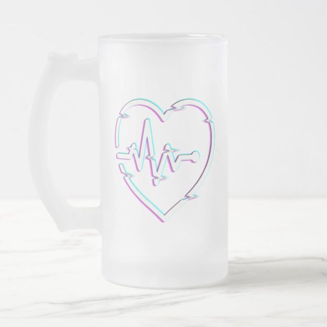Coeur Vérifier Gelé Verre Mug (Gauche)