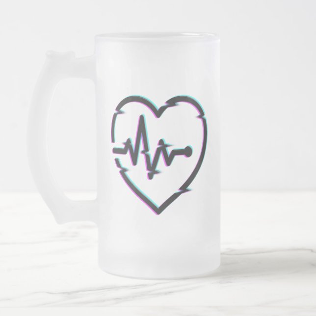 Coeur Vérifier Gelé Verre Mug (Gauche)