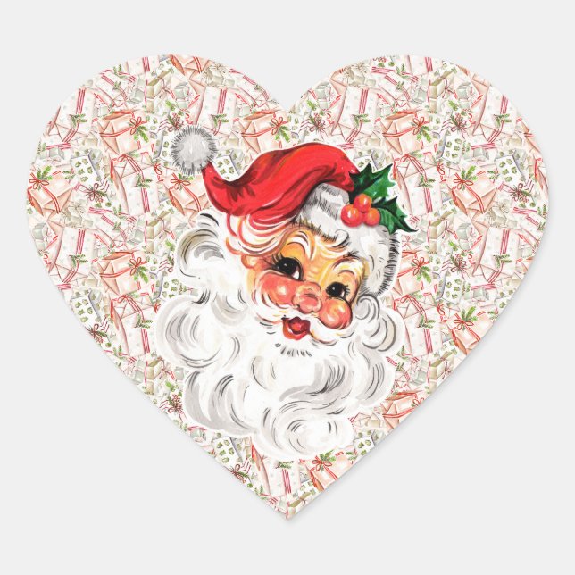 Cœur Vintage Santa Sticker Sheets (Devant)