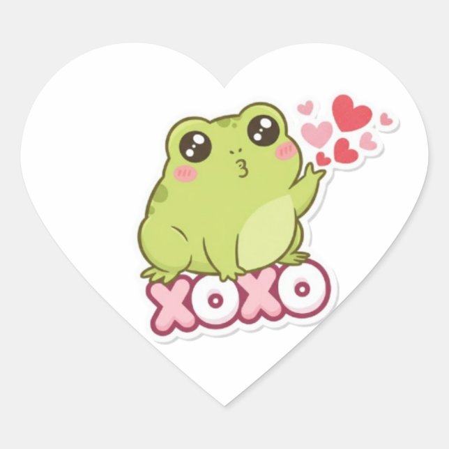 Cœur XOXO Frog Sticker Cute Frog Sending Kiss Romantic  (Devant)