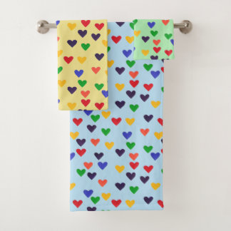 Coeurs arc-en-ciel colorés Customiser Serviettes d