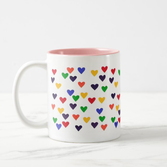 Coeurs arc-en-ciel colorés Mug (Gauche)