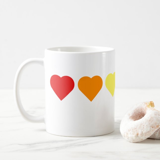 Coeurs arc-en-ciel Mug (Avec donut)