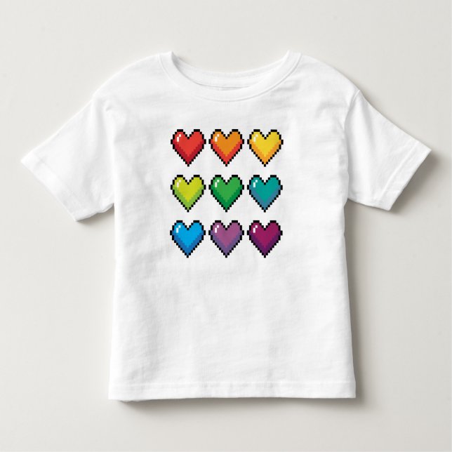 Coeurs arc-en-ciel Pixel joyeux - T-shirt novice (Devant)