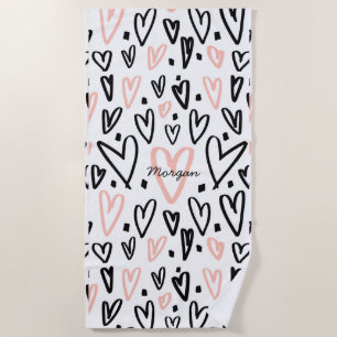 Coeurs artistiques Serviette de plage Monogram