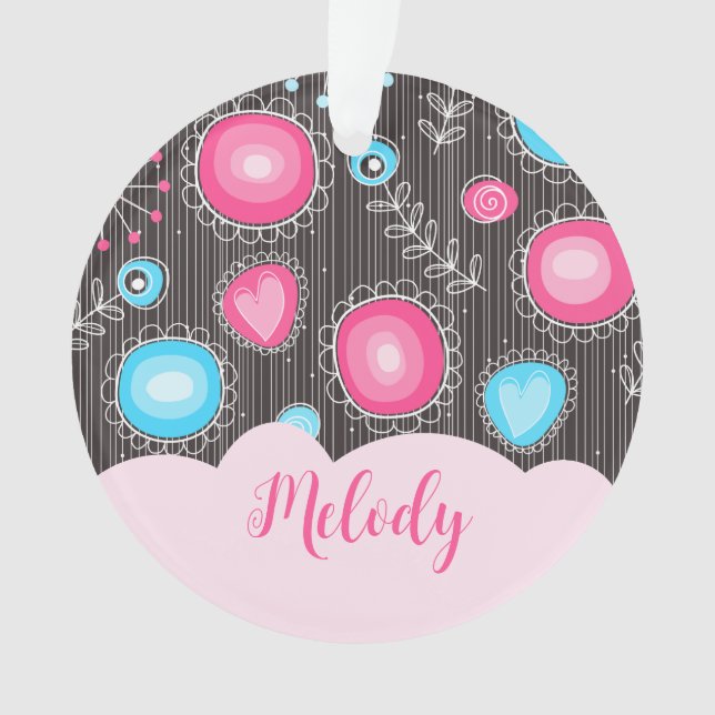 Coeurs bleu rose blanc et nom floral des fleurs (devant)