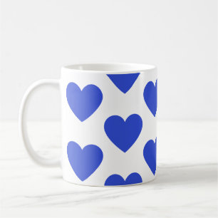 Cœurs bleus indigo mug à café blanc amusant