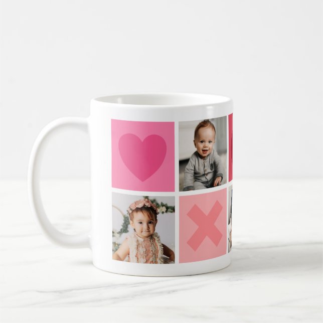 Coeurs, câlins et baisers Mug à café multiphoto (Gauche)